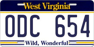 WV license plate ODC654