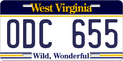 WV license plate ODC655