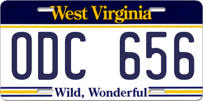 WV license plate ODC656