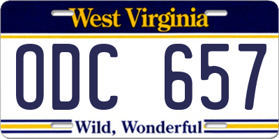WV license plate ODC657