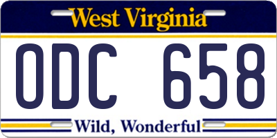 WV license plate ODC658
