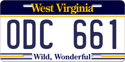 WV license plate ODC661