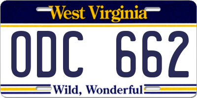 WV license plate ODC662