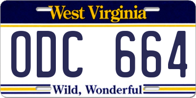 WV license plate ODC664