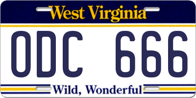 WV license plate ODC666