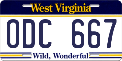 WV license plate ODC667