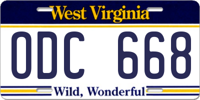 WV license plate ODC668