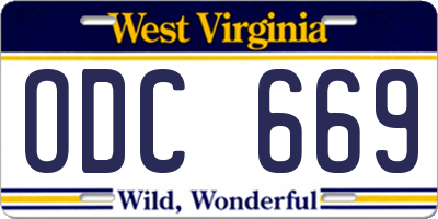 WV license plate ODC669