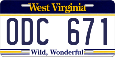 WV license plate ODC671
