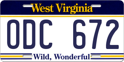 WV license plate ODC672