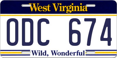 WV license plate ODC674