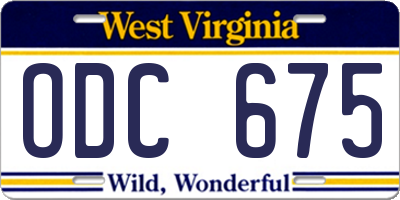 WV license plate ODC675