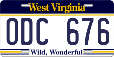 WV license plate ODC676
