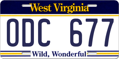 WV license plate ODC677