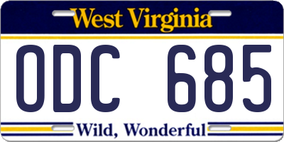 WV license plate ODC685