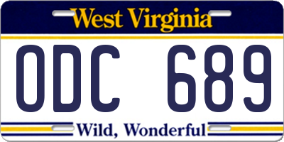 WV license plate ODC689