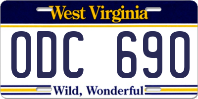 WV license plate ODC690
