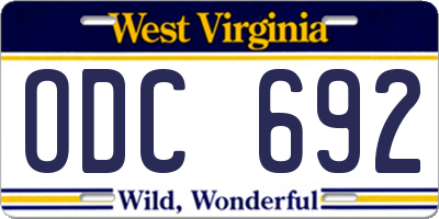 WV license plate ODC692
