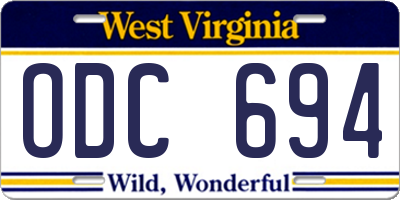 WV license plate ODC694