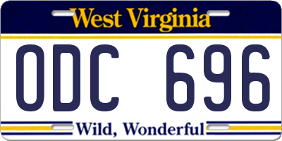 WV license plate ODC696