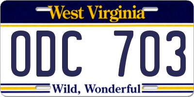 WV license plate ODC703