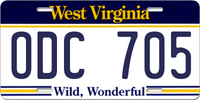 WV license plate ODC705