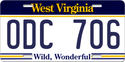WV license plate ODC706