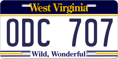 WV license plate ODC707