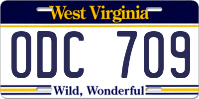 WV license plate ODC709