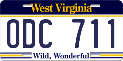 WV license plate ODC711
