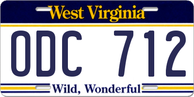 WV license plate ODC712