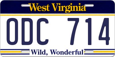 WV license plate ODC714