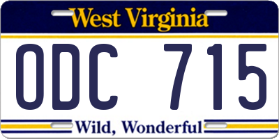 WV license plate ODC715