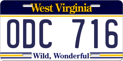 WV license plate ODC716