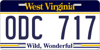 WV license plate ODC717