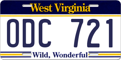WV license plate ODC721