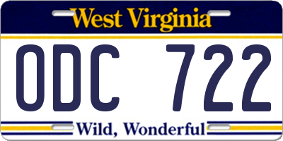 WV license plate ODC722