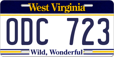 WV license plate ODC723