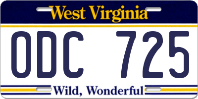 WV license plate ODC725
