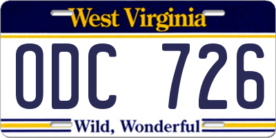 WV license plate ODC726