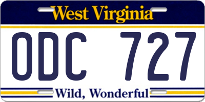 WV license plate ODC727