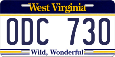 WV license plate ODC730