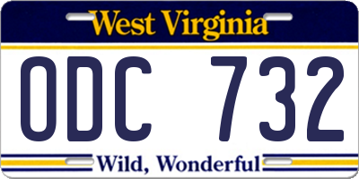 WV license plate ODC732