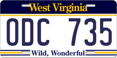 WV license plate ODC735