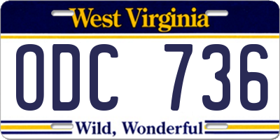 WV license plate ODC736