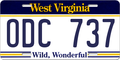 WV license plate ODC737
