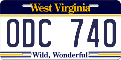 WV license plate ODC740