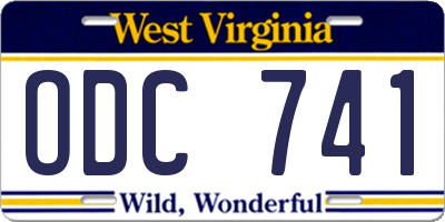 WV license plate ODC741