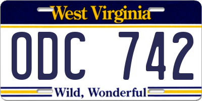 WV license plate ODC742