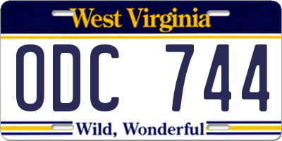 WV license plate ODC744